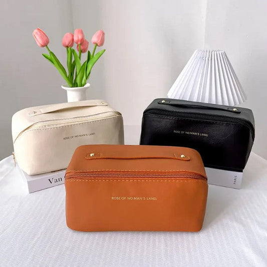 Trousse de toilette de voyage grande capacité cosmétique maquillage multifonctionnel en cuir PU (prix detail)