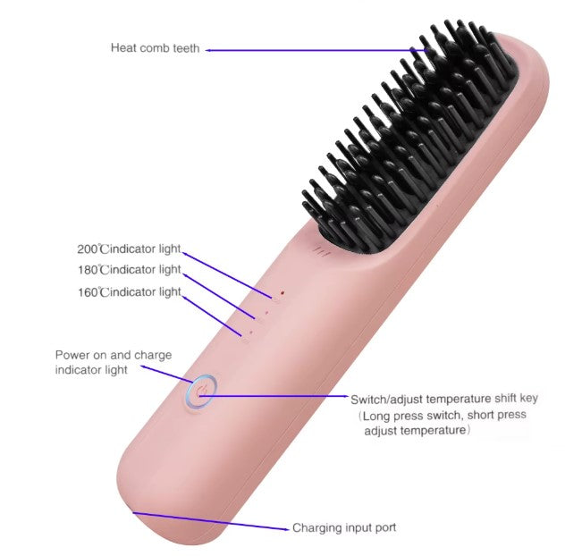 Lisseur brosse peigne de cheveux portable chaud fer plat sans fil (prix détail)