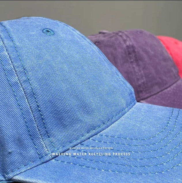 Casquette unisexe, rétro, lavage à l'acide, réglable, coton vierge, couleur unie (prix gros)