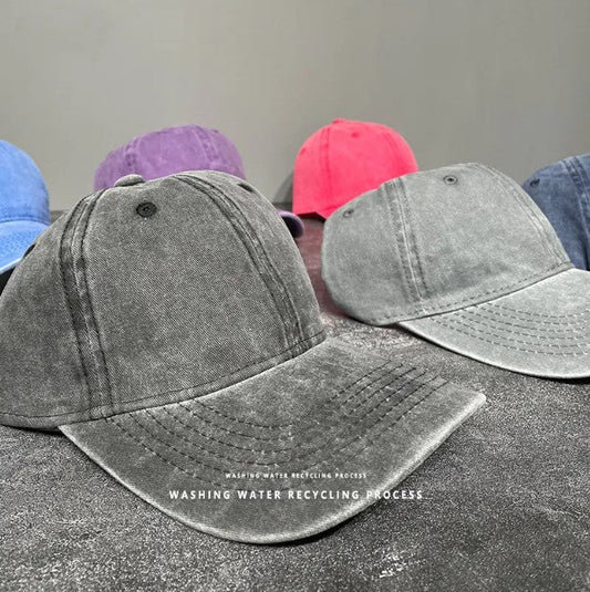 Casquette unisexe, rétro, lavage à l'acide, réglable, coton vierge, couleur unie (prix gros)
