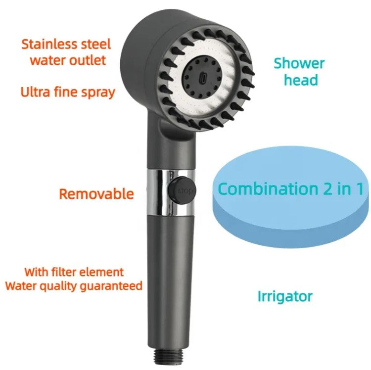 Pomme de douche filtrée haute pression à 3 jets avec filtres adoucisseurs (prix détail)