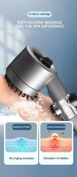 Pomme de douche filtrée haute pression à 3 jets avec filtres adoucisseurs (prix détail)