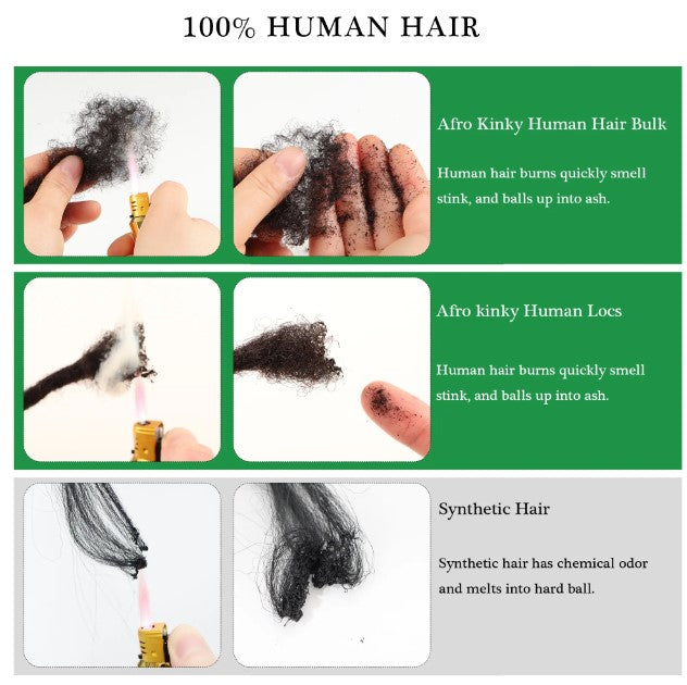 Mèches Afro naturelles kinky vrac tressage twist ou extensions Dreadlocks (prix détail)