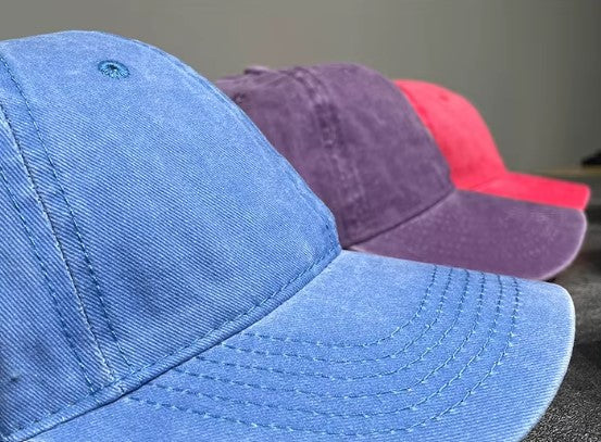 Casquette unisexe, rétro, lavage à l'acide, réglable, coton vierge, couleur unie (prix gros)