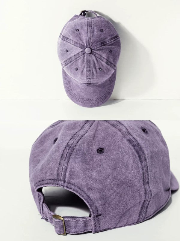 Casquette unisexe, rétro, lavage à l'acide, réglable, coton vierge, couleur unie (prix gros)