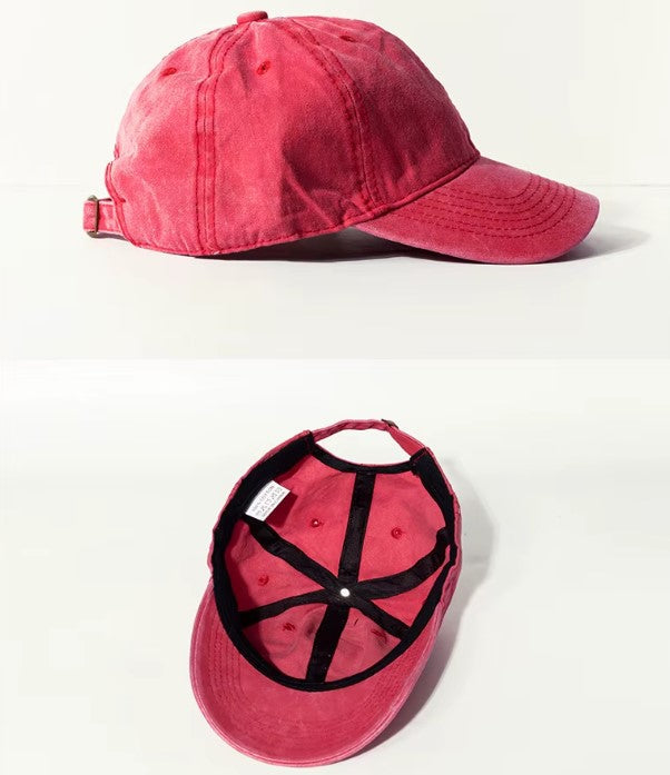 Casquette unisexe, rétro, lavage à l'acide, réglable, coton vierge, couleur unie (prix gros)