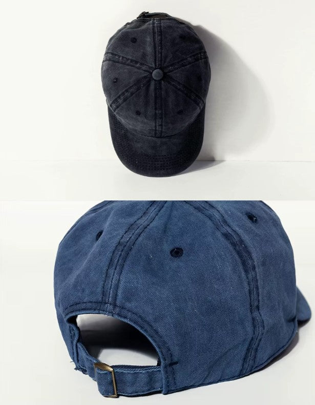 Casquette unisexe, rétro, lavage à l'acide, réglable, coton vierge, couleur unie (prix gros)