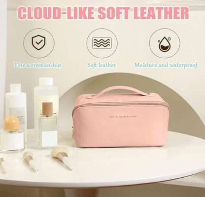 Trousse de toilette de voyage grande capacité cosmétique maquillage multifonctionnel en cuir PU (prix detail)
