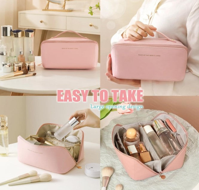 Trousse de toilette de voyage grande capacité cosmétique maquillage multifonctionnel en cuir PU (prix detail)