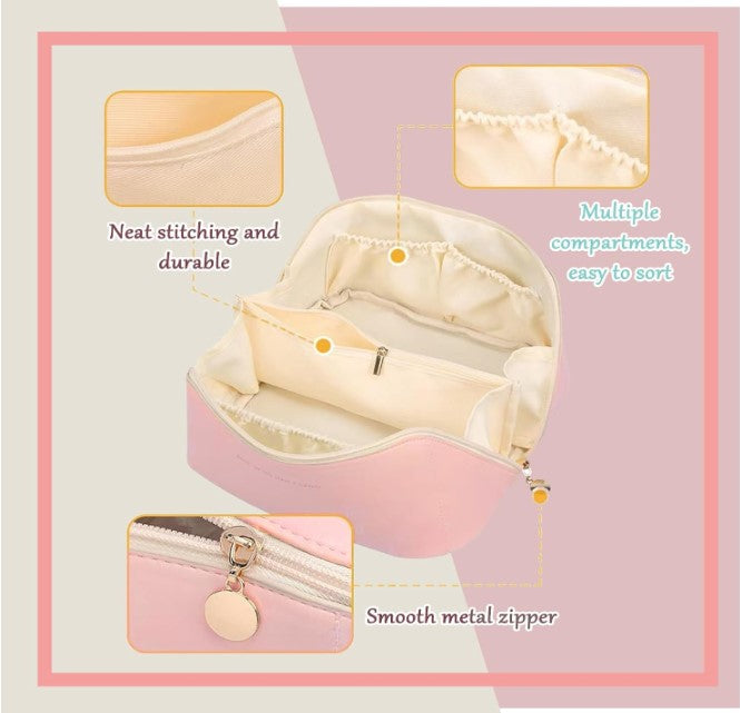 Trousse de toilette de voyage grande capacité cosmétique maquillage multifonctionnel en cuir PU (prix detail)