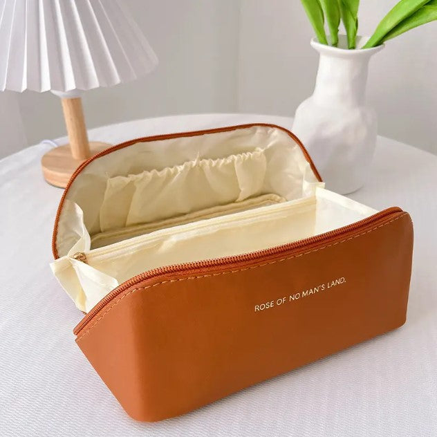 Trousse de toilette de voyage grande capacité cosmétique maquillage multifonctionnel en cuir PU (prix detail)
