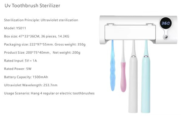 Stérilisateur mural de brosses a dents aux UV Désinfectant aux ultraviolets (prix detail)