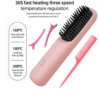 Lisseur brosse peigne de cheveux portable chaud fer plat sans fil (prix détail)