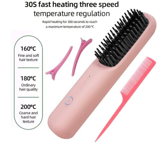 Lisseur brosse peigne de cheveux portable chaud fer plat sans fil (prix détail)