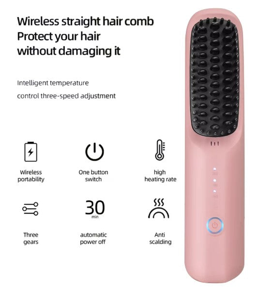 Lisseur brosse peigne de cheveux portable chaud fer plat sans fil (prix détail)